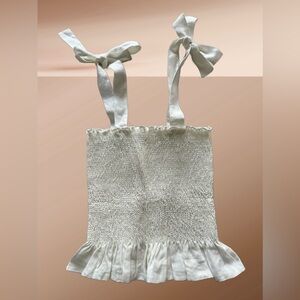 Elegant White Smocked Tank Top